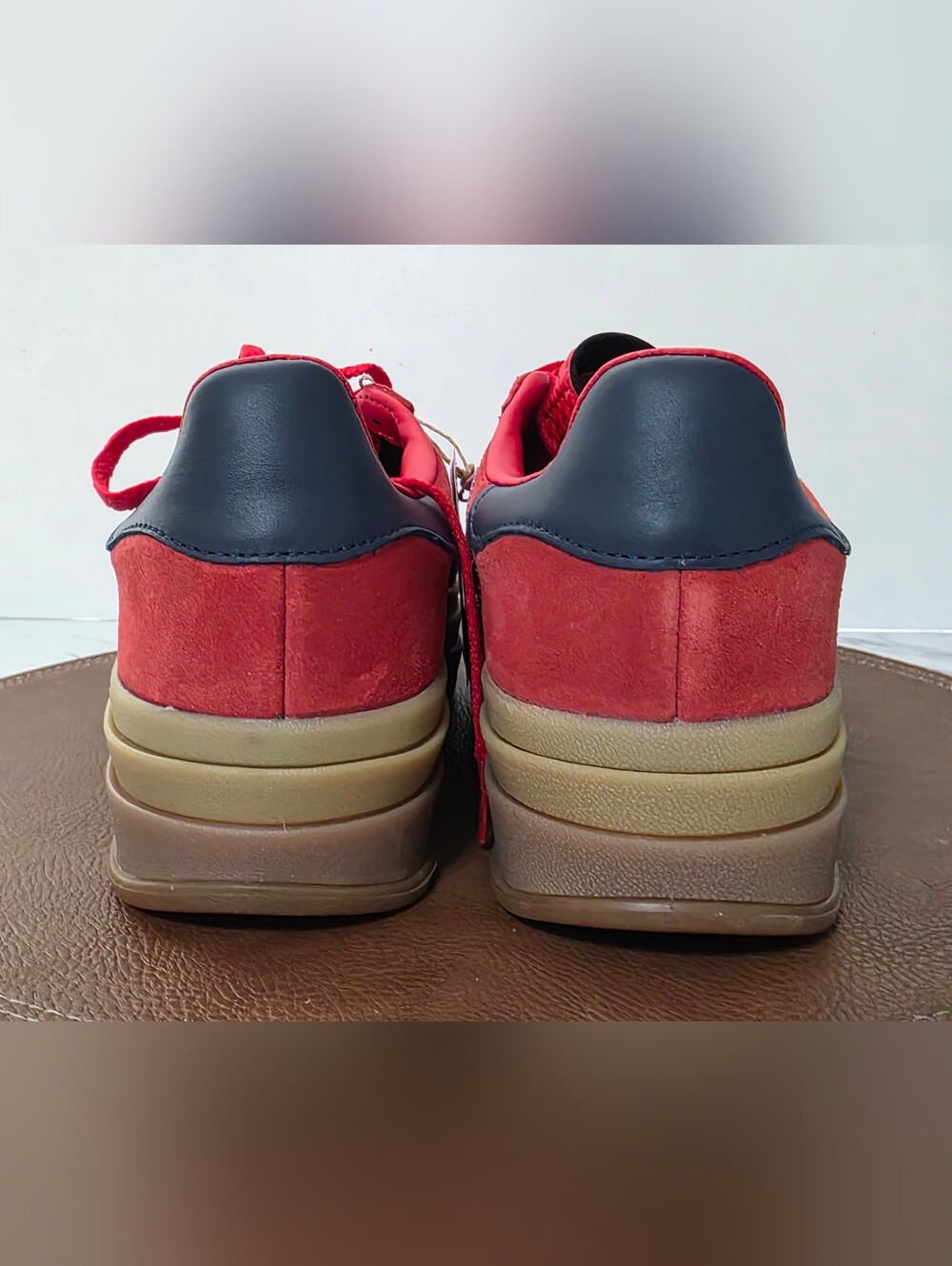 adidas Gazelle Platform Sneakers in Red with Pink Stripes - Picture 4 of 9